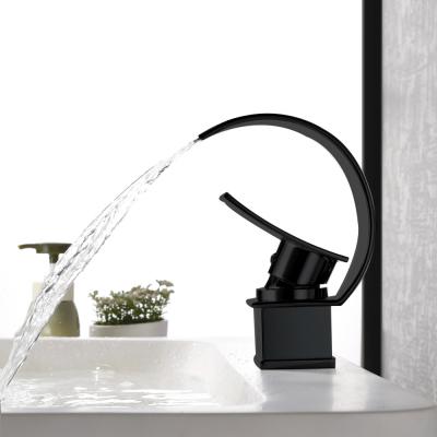 China New Brass Black Faucets Bathroom Faucet Metered Single Hole Basin Faucet for sale