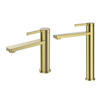 China Thermostatic Faucets Single Handle Gold Faucets Brass Deck Mounted Antique Brushed Gold Bathroom Basin Faucet for sale