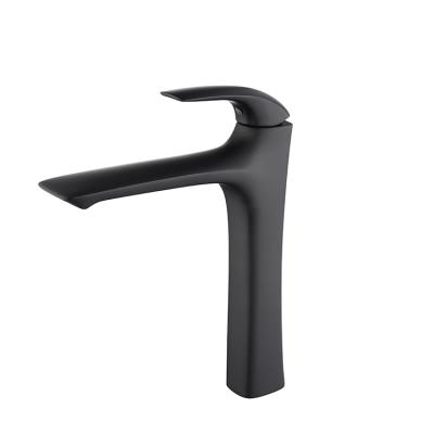 China New Promotional Single Handle Faucets Design Raised Handle Black Brass Single Handle Bathroom Sink Faucet Metered for sale