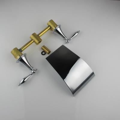 China Contemporary Widespread Brass Electric Faucets Two Handles Wall Mounted Waterfall 3 Pieces Faucet Bathroom for sale