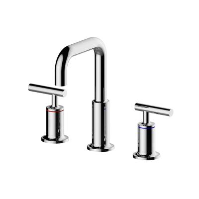 China Metered Faucets Wholesale Bathroom Chrome Sink Water-saving Brass Faucet Sanitary Three-piece Split Basin Faucet for sale