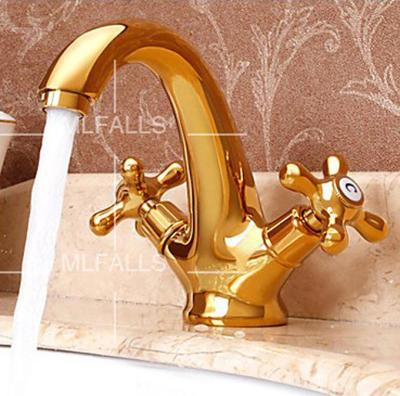 China Water Faucet Water Tap Luxury Antiaue Morden Gold Vintage Basin Mixer Bathroom Faucet Electric Taps Double Handle for sale