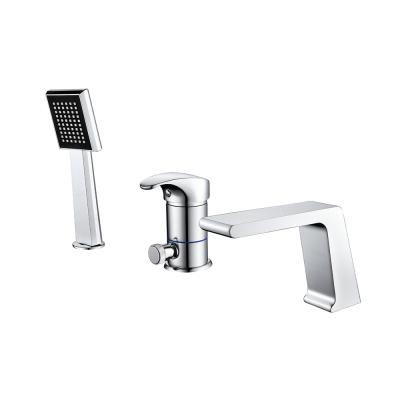 China With Sliding Bar Faucet Supplier Countertop Brass Silver Mounted Bathroom Tub Faucet Waterfall Basin Faucet for sale