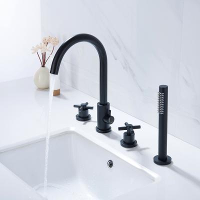 China With Slide Bar Kaiping Bathtub Faucet Black 4-Hole Bath Tub Faucet for sale