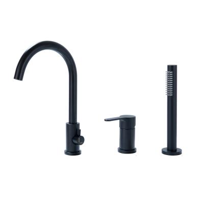 China Metered Faucets Faucet Manufacturer Hyundai Deck Mounted 3 Hole Black Tub Faucet for sale