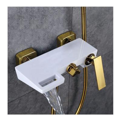 China Thermostatic faucets shape paint white wall in bathtub faucet hot cold water faucet for sale