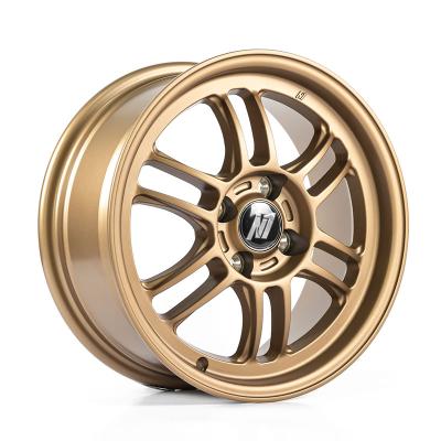 China 15 Inch 4X100 Aluminum Dark Black Deep Plate Milled Lip Wheels Deep Dish Alloy Wheels for sale