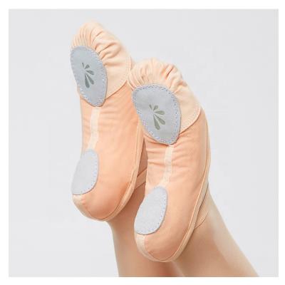 China Full Ballet Shoes JW Stretch Mesh Ballet Shoes Canvas Leather Slit Girl Dance Shoes Unique Ballet Shoes for sale