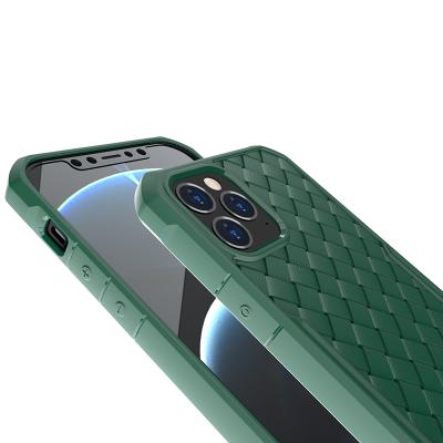 China Shockproof, Breathable And Anti-fingerprint Luxury Woven Pattern Luxury Solid Color Leather Cell Phone Case for sale