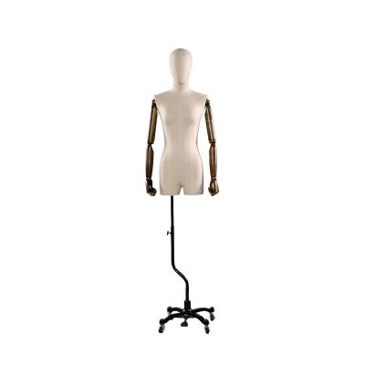 China Adult female with wooden arms and a half head body display working dress form mannequin maker for sale