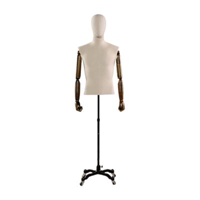 China Adult European Fiberglass Half Body Male Display Working Mannequin With Head And Arms for sale