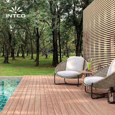 China INTCO Traditional Manufacture Easy Install Waterproof Fireproofing Outdoor Decoration WPC 3D Decking for sale