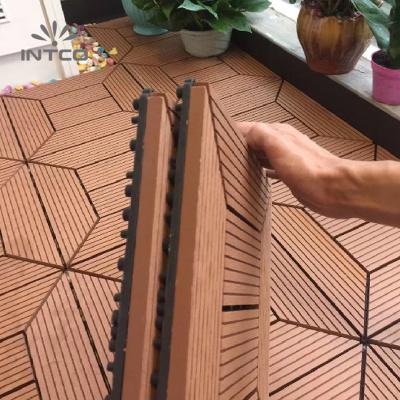 China Traditional INTCO Easy Install Waterproof Fireproofing Outdoor Decoration Garden WPC 3D Decking for sale