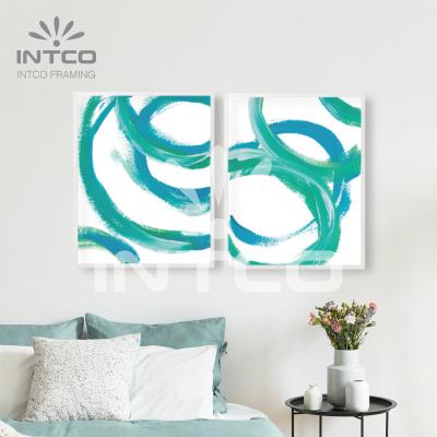 China INTCO Blue and Green Nouveau-Released Home Green and Blue Artistic Lines Art Wall Decor Sets for sale