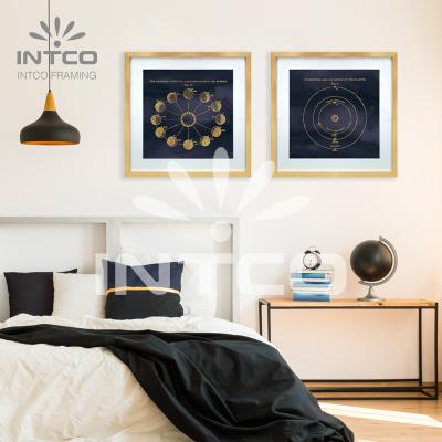 China INTCO Modern Mysteries of the Universe Matboard Frame Glass Gold Wall Art for sale