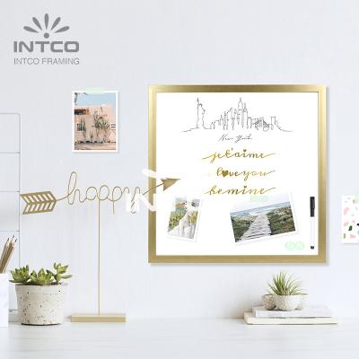 China INTCO Landscape Painting Gold Frame White Board Simple Dry Erase Board Art Note Board for sale