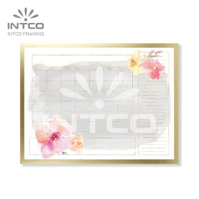 China INTCO Decorative Gold-Framed Weekly Calendar Dry Erase Board 18X24 In for sale