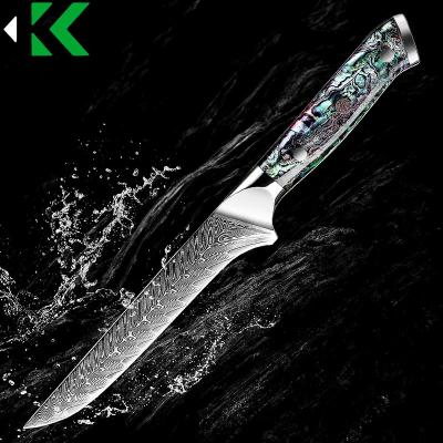 China Viable Hot Selling 67 Layers Damascus Steel Boning Knife With Abalone Shell Handle for sale