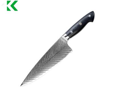 China Sustainable Professional Damascus Kitchen Knife 8 Inch 67 Layers Carbon Steel Chef Knife With Handle Group Of Ten for sale