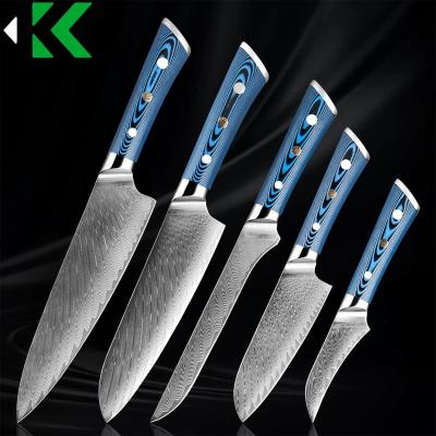 China 1-5 Pieces Viable Damascus Sharpening Knife Cutting Vegetables Meat Cutting Fruit Knives for sale