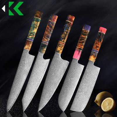 China Latest Viable Japanese Damascus Steel Knives Solidified Handle Nakiri Knives Kitchen Kiritsuke Chef Santoku Cleaver Knife Wood Cooking for sale