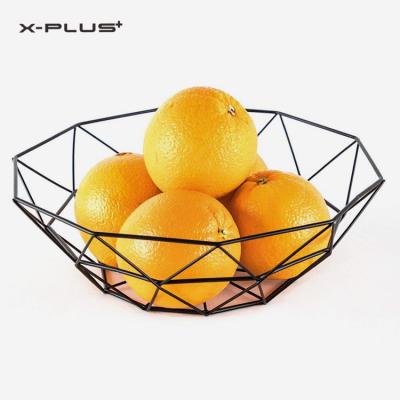 China Viable Modern Cheap Living Room Storage Chrome Iron Wire Metal Handmade Decorative Fruit Basket for sale