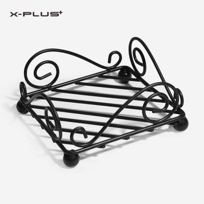 China Modern Minimalist Decorative Main Support Basics Hands Iron Black Wire Metal Towel Rack for sale