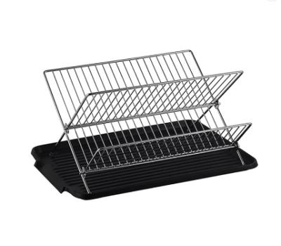 China Minimalist 2 Tier Chrome Plated Metal Foldable X Shape Double Dish Drainers for sale