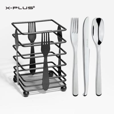 China Stocked Organizer Knife Fork Spoon Holder Basket Kitchen Metal Cutlery Holder for sale