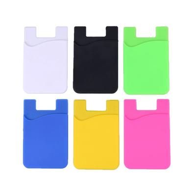 China 3M Adhesive silicone stickers credit card pocket mobile phone silicone wallet back card holder for sale