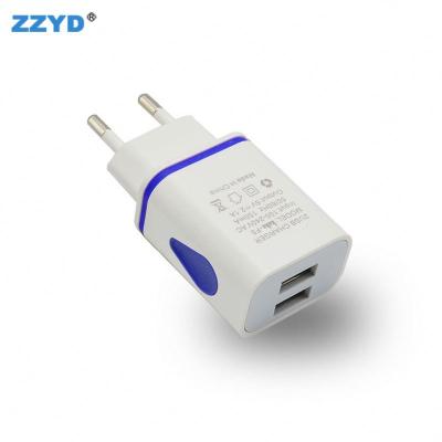 China 2018 Wholesale Mobile Phone Wall Dual Usb Charger 2 PlugPortable Adapter Left Charging Mobile Phone for sale