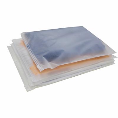 China Matte Or Clear Ziplock Frosted Plastic Packaging Zipper CPE Slider Barrier Bag For Garment Apparel Packaging for sale