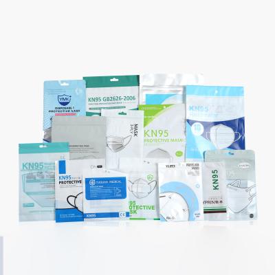 China High Quality Moisture Proof Recycle Clear Packaging Aluminum 3 Side Seal Zipper Plastic Bag For Mask for sale