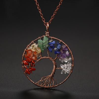 China Hot Sale CLASSIC Amethyst Rose Chakra Crystal Gemstone Necklace of Life Chakra Jewelry Pendants for sale