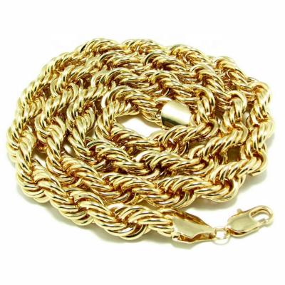 China Hiphop Wholesale Hip Hop Jewelry 10MM Gold 36inch Rope Chain Silver Twist Rope Chain for sale