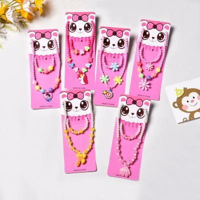 China Factory direct sales cartoon choker pendant necklace beads cute colorful acrylic rainbow mushroom necklace for sale