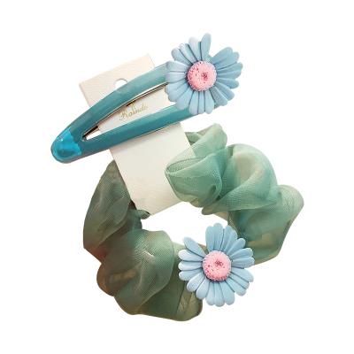 China Soft Comfort Sunflower Hair Clips 2020 Hair Drop Water Clips And Flower Hair Scrunchies Accessories For Girls for sale