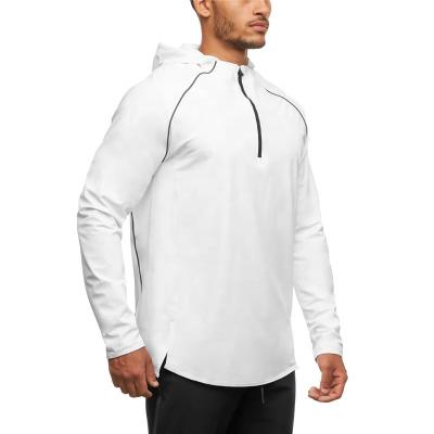 China hot selling Anti-wrinkle QC-ZL-WY-6 men zipper design running long sleeve training gym clothing men tank tops for sale