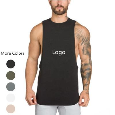 China Custom Logo Summer Anti-pilling Cotton Loose Empty Mens Gym Tank Top for sale