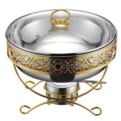 China Stainless Steel Gold 3.5L/4L Silvery Home New Arrival Party Buffet Canteen Factory Hotel Restaurant Dish Food Warmer Stove Hotel Restaurant for sale