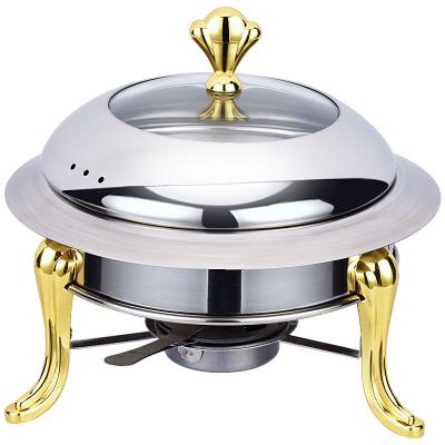 China Goden Cooking Hot Pots Hotel Stocked And Small Small Silver Stainless Steel Commercial Chafing Dish Alcohol Stove for sale