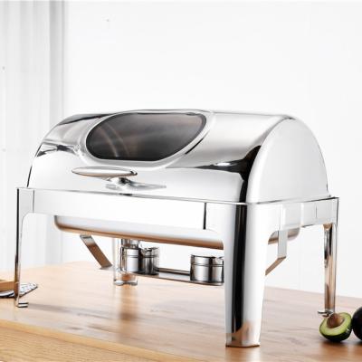 China Restaurant Hotel Factory Canteen Buffet Party Stainless Steel Buffet 9L Food Warmer Home Wholesale Hot Selling Scarab With Window 9L Roll Top Desktop Chafing Dishes For Restaurant Hotel supply for sale