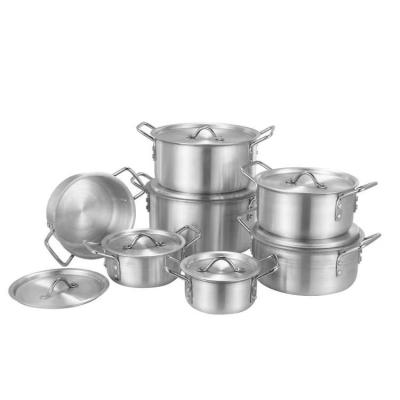 China Viable Hot Selling 7pcs Stock Pot Aluminum Cookware Sets Double Handle With Lid for sale