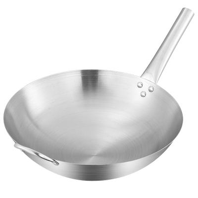 China Stocked Professional Stainless Steel Wok Kitchen Utensils Fry Pan Cookware Stainless Steel Pot Long Handle for sale