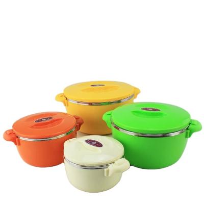 China Sustainable Stainless Steel Casserole Hot Pot Set 3pcs And 4pcs Set Multi Color With Lid And Plastic Handle Cover for sale