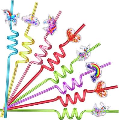 China Unicorn Love Heart Rainbow Cloud Reusable 24 Straws Unicorn Birthday Party Supplies Drinking Glitter Shape Design for Unicorn Party Favor for sale