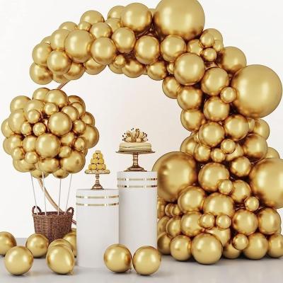 China Metallic Latex Birthday Wedding Decoration 129pcs Gold Balloons Latex Balloons Different Sizes 18 12 10 5 Inch Party Balloon Kits for sale