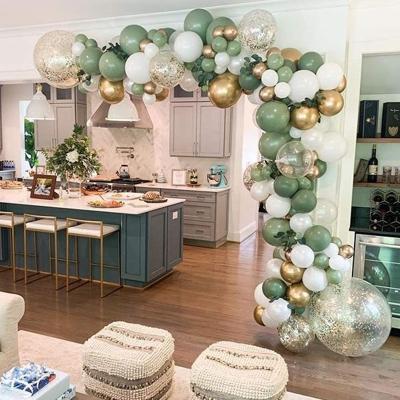 China Toy 137PCS Retro Gold Chrome Metallic Latex Balloons Sage Green Balloons Garland Arch Kit White Gold Confetti Balloons Gift for sale