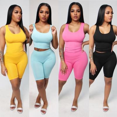 China 2022 Custom Anti-Wrinkle Short Pant Sets For Women Summer Crop Top 2 Piece Women Short Set Clothing for sale