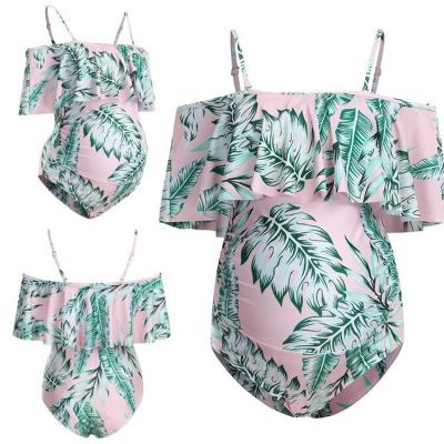 China One Piece Swimwear Breathable Maternity Ruffle Beach Wear Large Shoulder One Piece Swimsuit For Pregnant Woman for sale